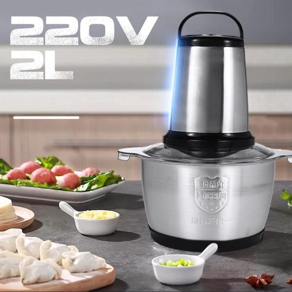 مفرمة طعام وخلاط كهربائي هومانز بوعاء ستانلس ستيل سعة 3 لتر وسرعتين موديل HM-8821 - الصورة 2